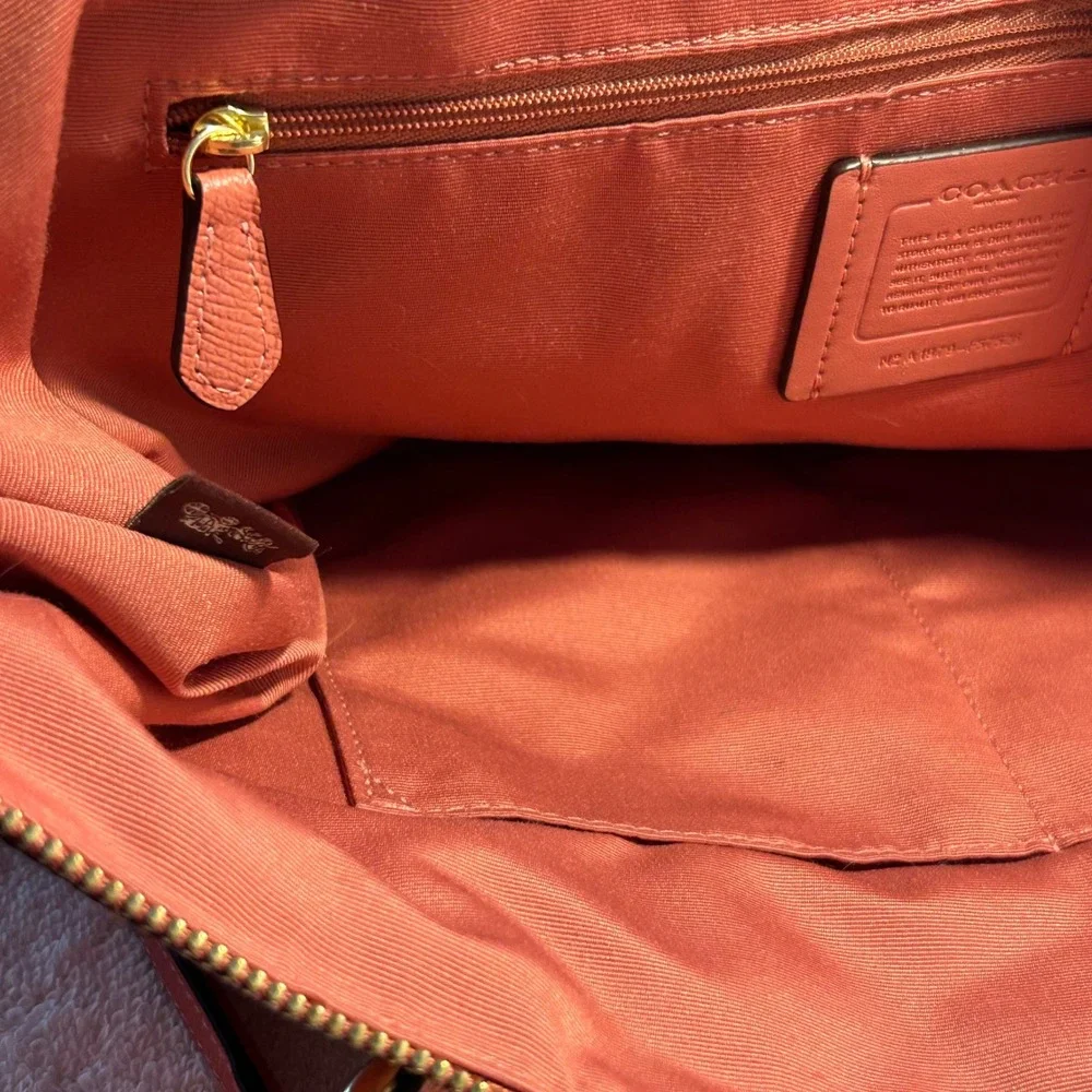 Coach Ava Tote Coral Pink Crossgrain Leather Shoulder Bag F57526 Gold Hardware